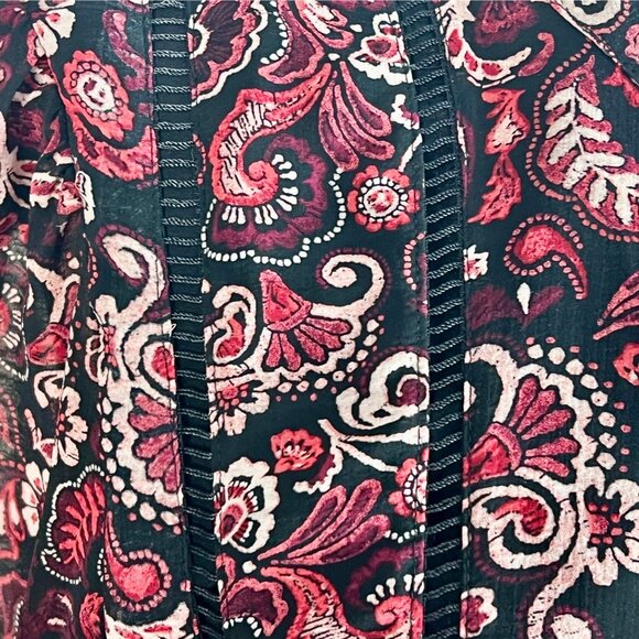 Cupcakes & Cashmere Graceland Paisley Peasant Dress Size 2 Black/Red Chiffon - Picture 4 of 12